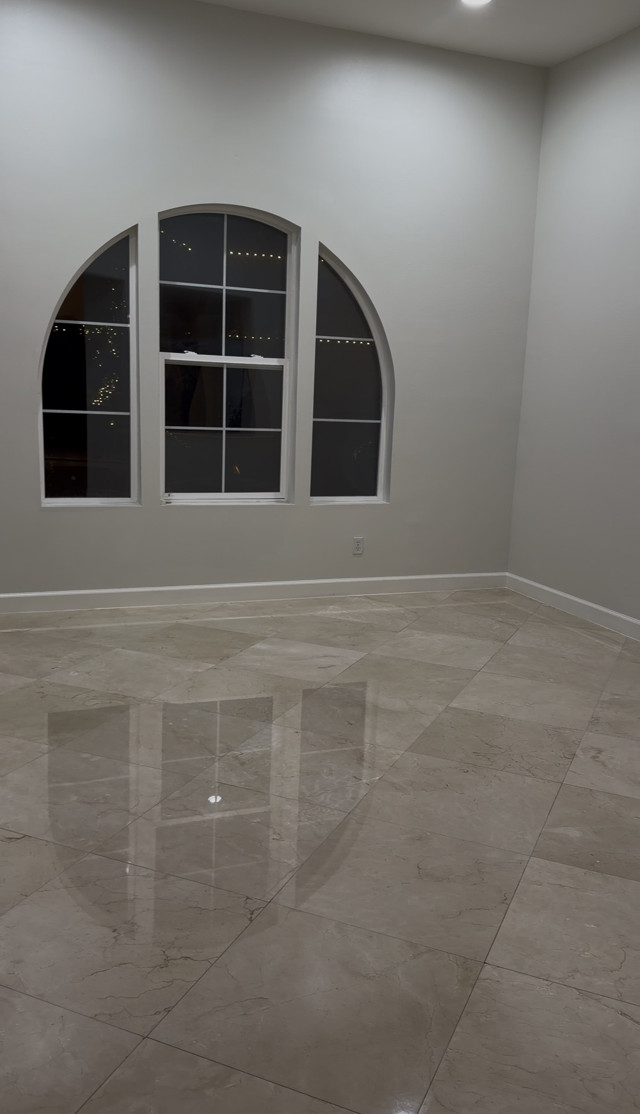Marble floor after honing and polishing