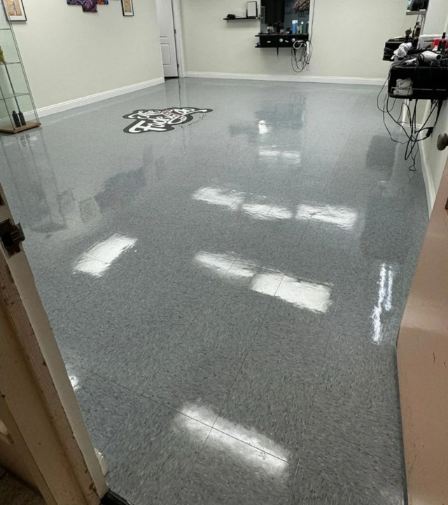 Commercial salon floor after restoration