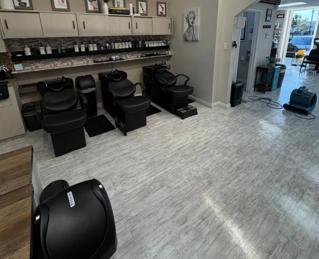 Salon floor after cleaning