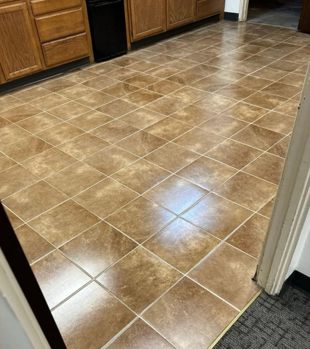 Residential tile and grout floor after restoration