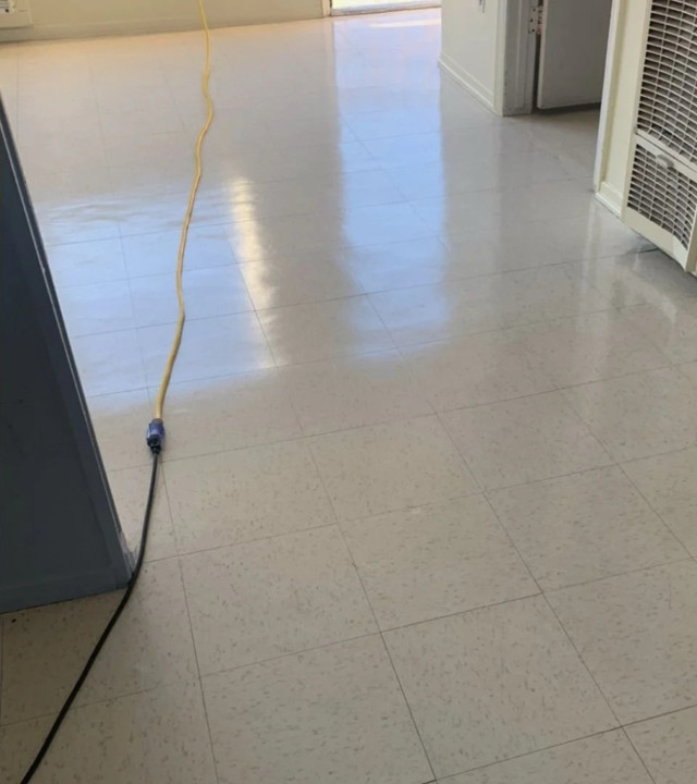 Commercial VCT floor after cleaning and sealing